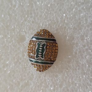 Green and Gold Football Shape Ginger Snap Button 18MM